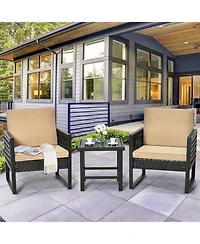 Vebreda 3 Pieces Patio Rattan Bistro Cushioned Furniture Set