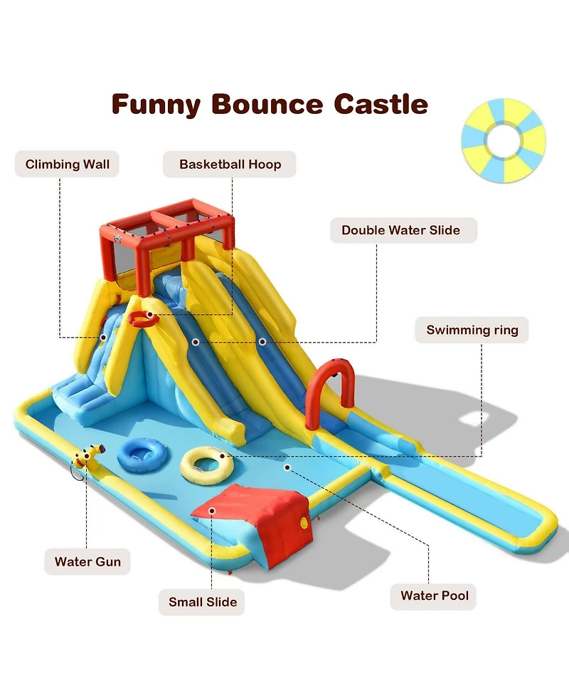 7-in-1 Inflatable Dual Slide Water Park Bounce House Without Blower