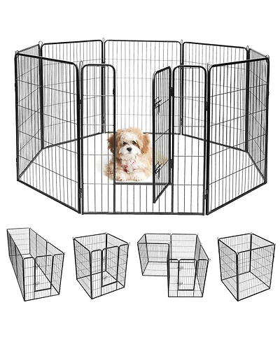 Sugift 8 Metal Panel Heavy Duty Pet Playpen Dog Fence with Door