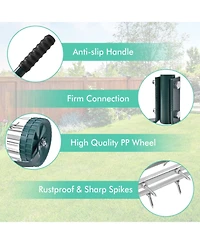 18 Inch Rolling Lawn Aerator with Anti-slip Handle and Tine Spikes
