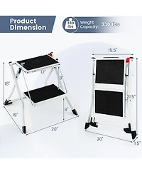 Folding 2 Step Ladder with Anti-Slip Pedal and Large Foot Pads