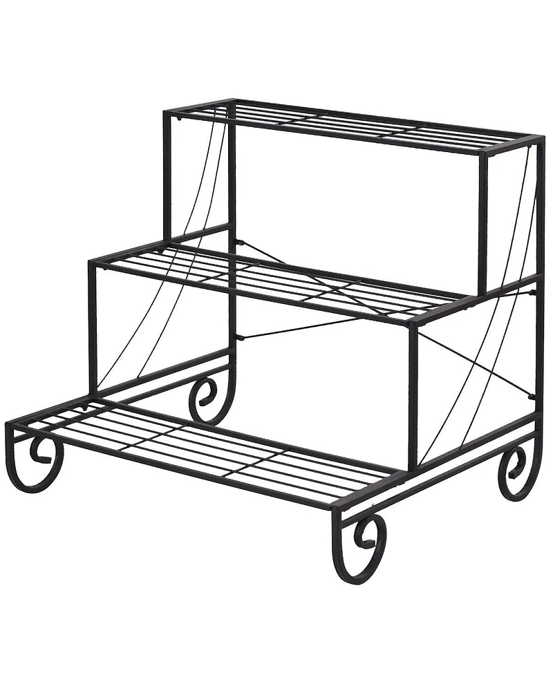 3 Tier Outdoor Metal Garden Planter Holder Shelf