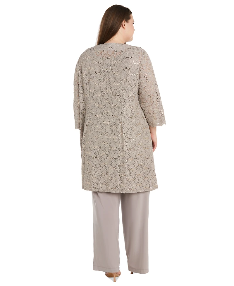 R & M Richards Plus 3-Pc. Embellished Jacket, Tank Pants Set