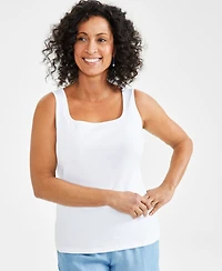 Style & Co Women's Cotton Square-Neck Tank Top, Exclusively at Macy's