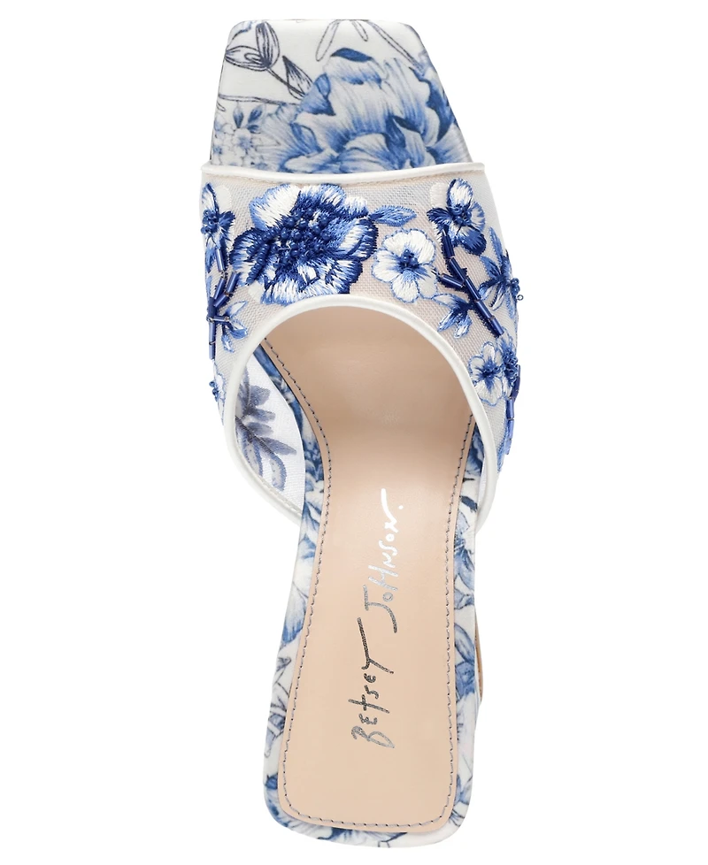 Betsey Johnson Women's Roo Embroidered Slip-On Sandals