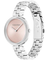 Calvin Klein Women's Gleam Silver-Tone Stainless Steel Bracelet Watch 32mm