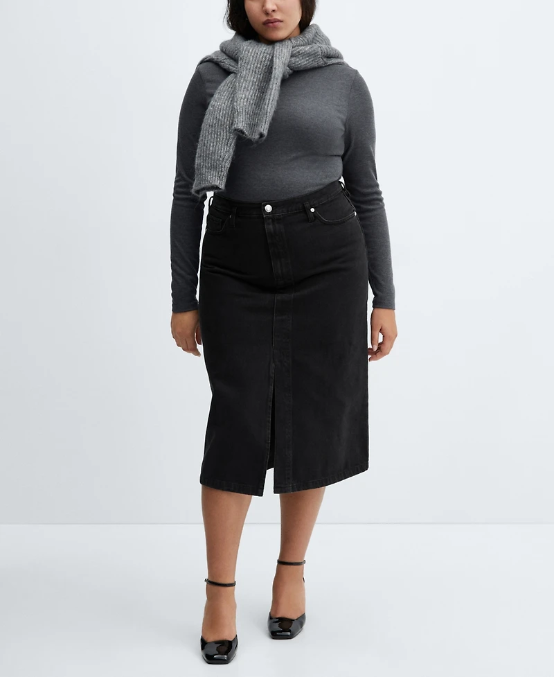 Mango Women's Denim Midi-Skirt