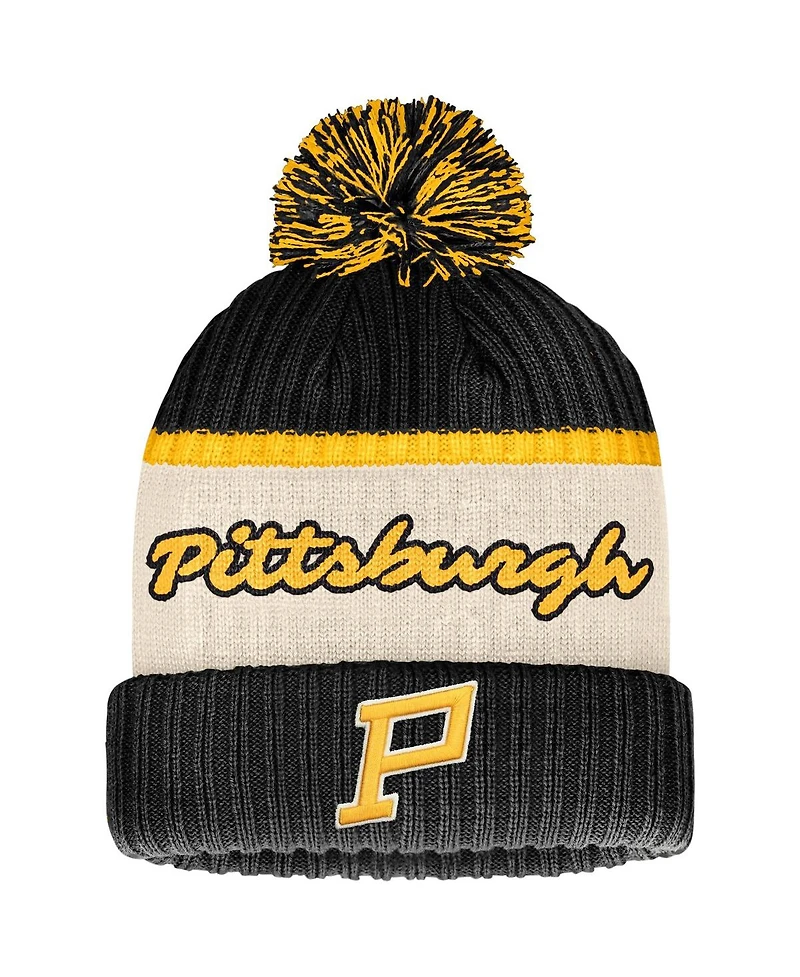 Men's Fanatics Black Distressed Pittsburgh Penguins 2023 Nhl Winter Classic Cuffed Knit Hat with Pom