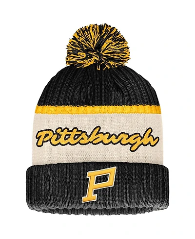 Men's Fanatics Black Distressed Pittsburgh Penguins 2023 Nhl Winter Classic Cuffed Knit Hat with Pom
