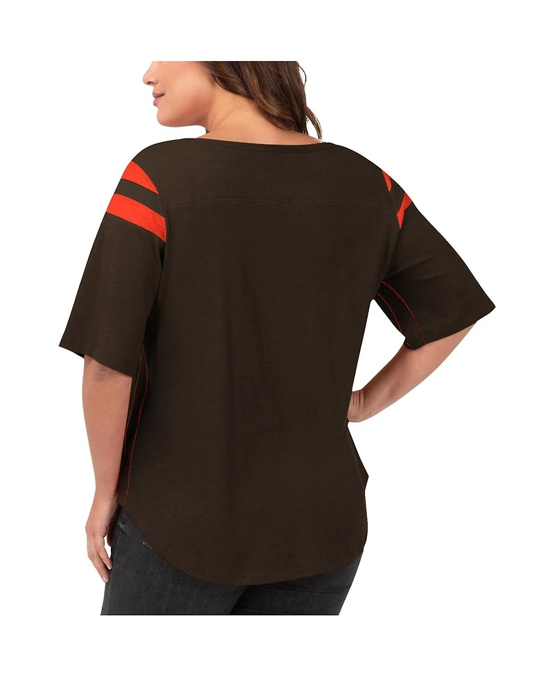 Women's G-iii 4Her by Carl Banks Brown Cleveland Browns Plus Size Linebacker T-shirt