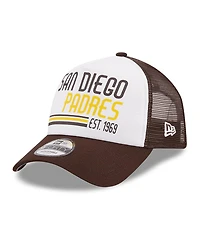 Men's New Era White, Brown San Diego Padres Stacked A-Frame Trucker 9FORTY Adjustable Hat
