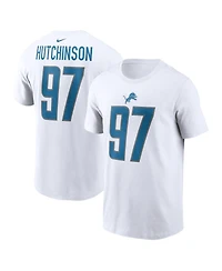 Men's Nike Aidan Hutchinson White Detroit Lions Player Name and Number T-shirt