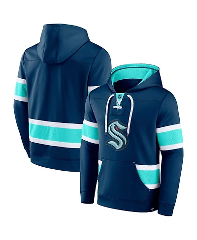 Men's Fanatics Deep Sea Blue Seattle Kraken Powerplay Warrior Pullover Hoodie