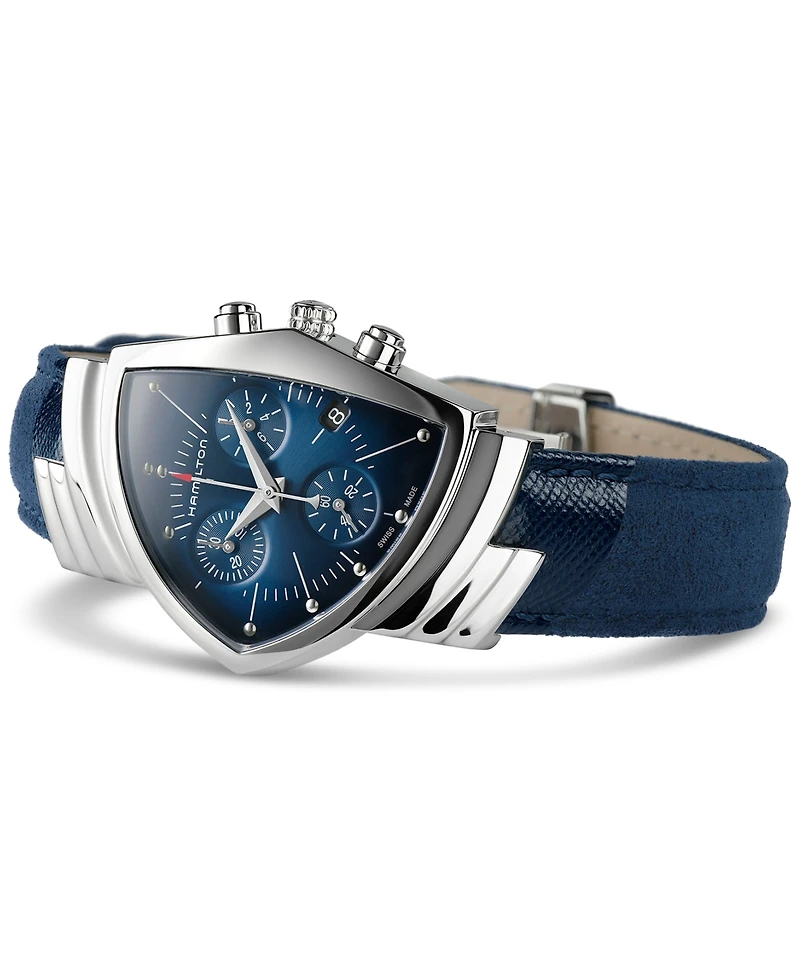 Hamilton Women's Swiss Chronograph Ventura Blue Textile Strap Watch 32x50mm