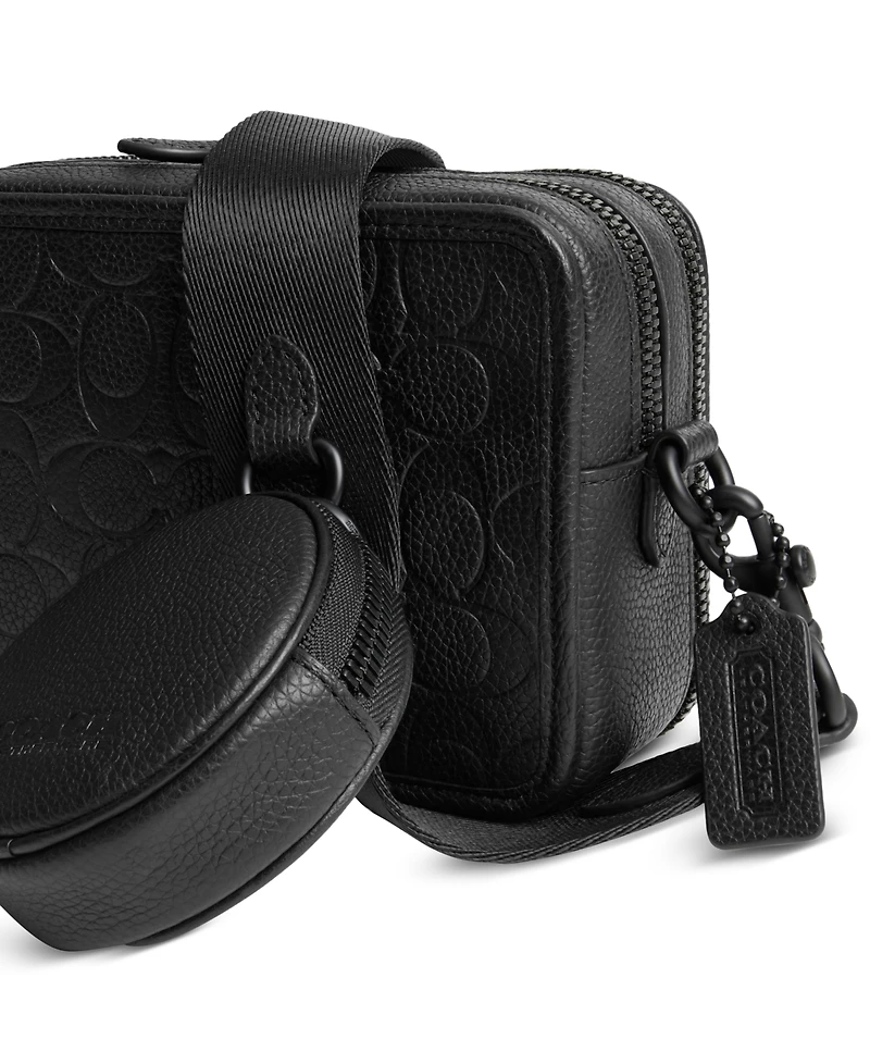 Coach Men's Charter Crossbody in Blackout Signature Leather with Metal Chain