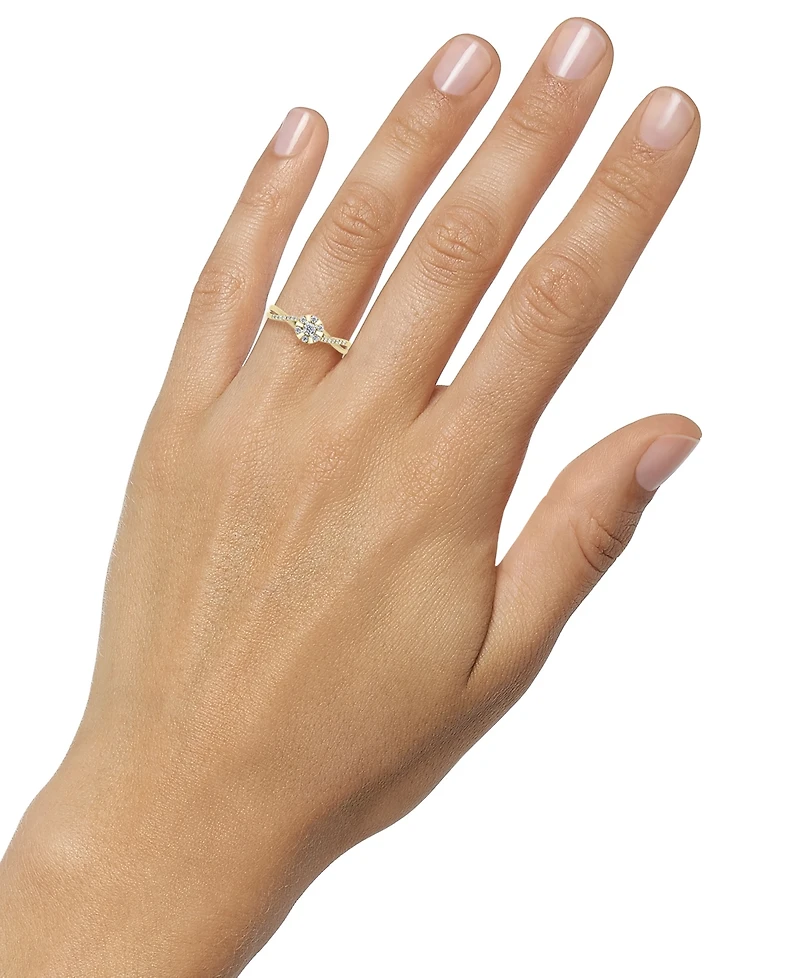 Promised Love Diamond Halo Swirl Promise Ring (1/4 ct. t.w.) 14k Gold-Plated Sterling Silver