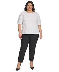 Karl Lagerfeld Paris Plus Embellished Puff Sleeve Top, First@Macy's