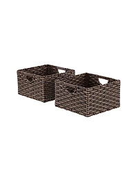 Seville Classics Foldable Handwoven Cube Storage Baskets, Set of 2