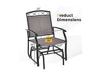 Set of 2 Outdoor Metal Glider Armchairs with Weather-resistant Fabric