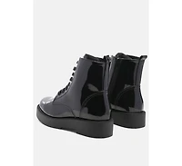 Womens rubble statement pu lace up ankle boots