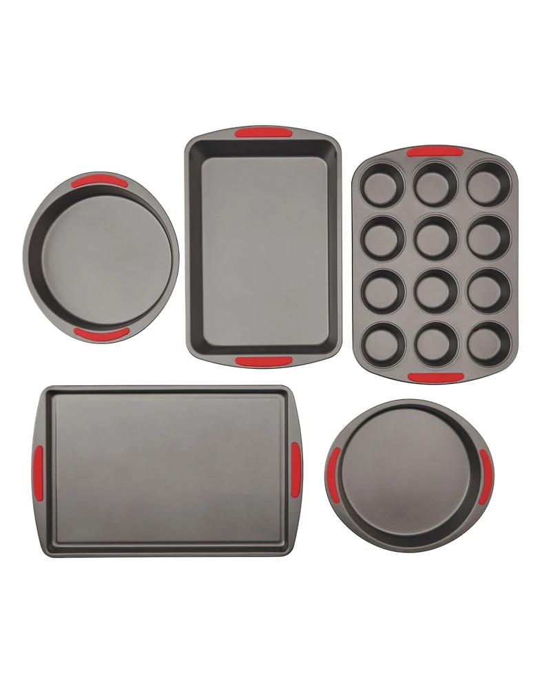 Good Cook Mega grip 5 Piece Nonstick Steel Bakeware Set with Cookie Sheet, Roast Pan, 2 Cake Pans, and Muffin Pan