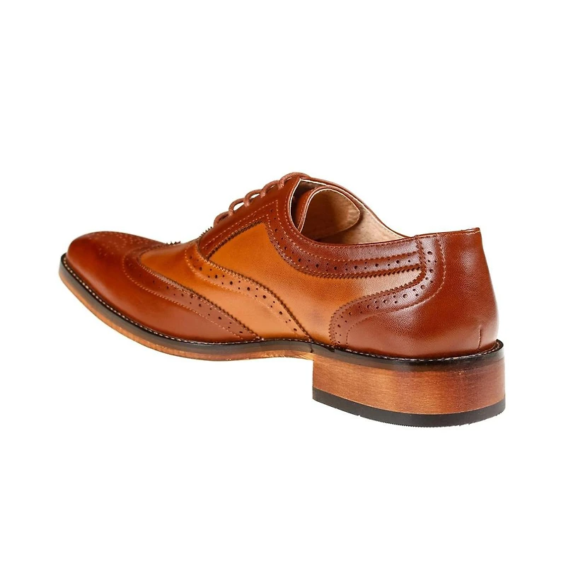 Gino Vitale Men's Two Tone Wing Tip Oxford Dress Shoes
