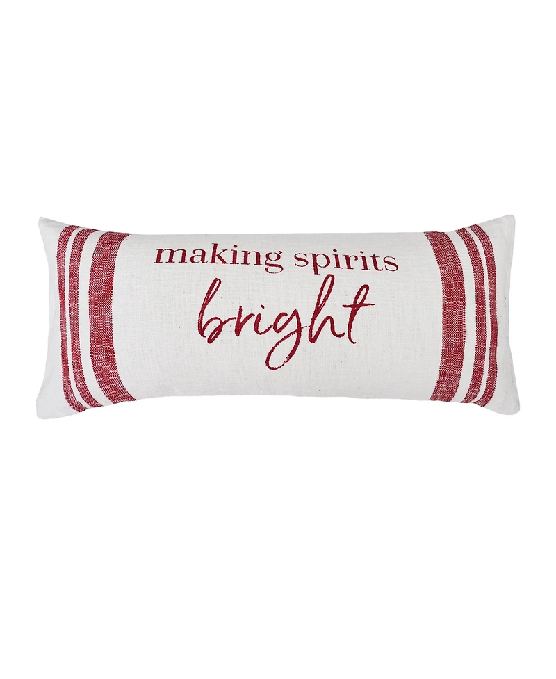 Morgan "Making Spirits Bright" Striped Woven Christmas Accent Throw Pillow, 15" x 35"