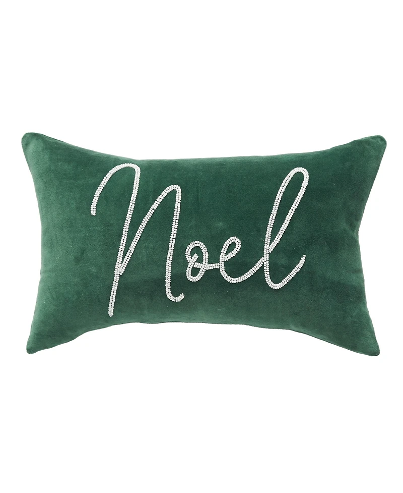 Noel Green Velvet Beaded Throw Pillow