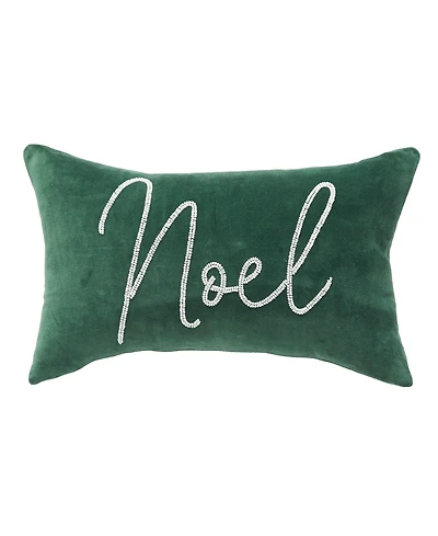 Noel Green Velvet Beaded Throw Pillow