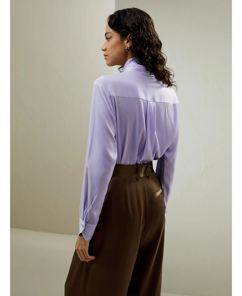 Lilysilk Women's Silk Turtleneck Ribbon Blouse