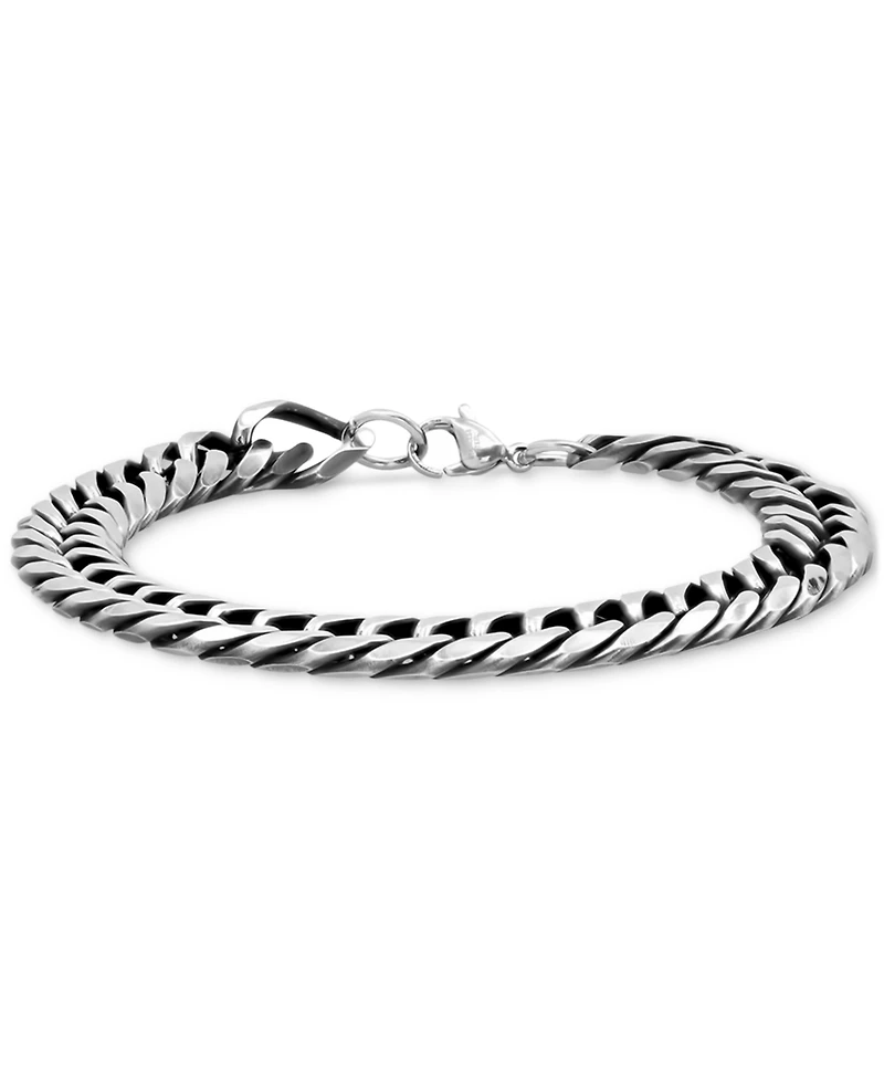 Steeltime Men's Silver-Tone Cuban Link Chain Bracelet