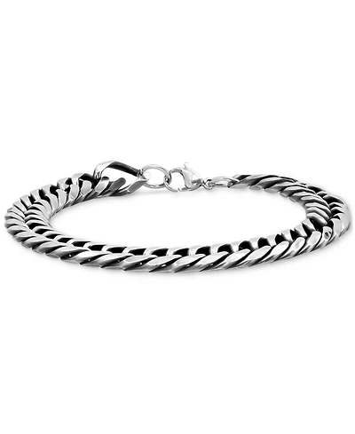 Steeltime Men's Silver-Tone Cuban Link Chain Bracelet