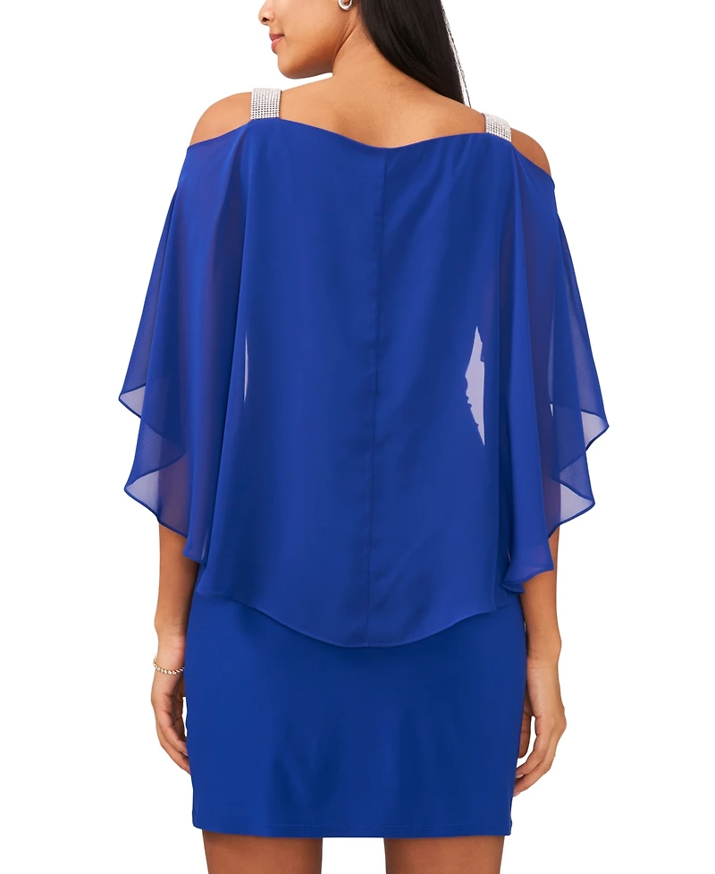 Msk Petite Ruched Cape Dress