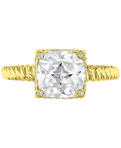 Cubic Zirconia Cushion-Cut Solitaire Twist Rope Engagement Ring