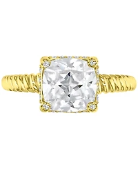 Cubic Zirconia Cushion-Cut Solitaire Twist Rope Engagement Ring