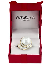 Effy Cultured Freshwater Pearl (12-1/2mm) & Diamond (3/4 ct. t.w.) Ring 14k White Gold (Also Available Yellow Rose Gold)