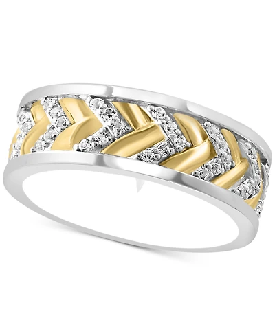 Effy Men's Black Spinel Chevron Band (1-1/20 ct. t.w.) in Sterling Silver (Also in White Topaz)