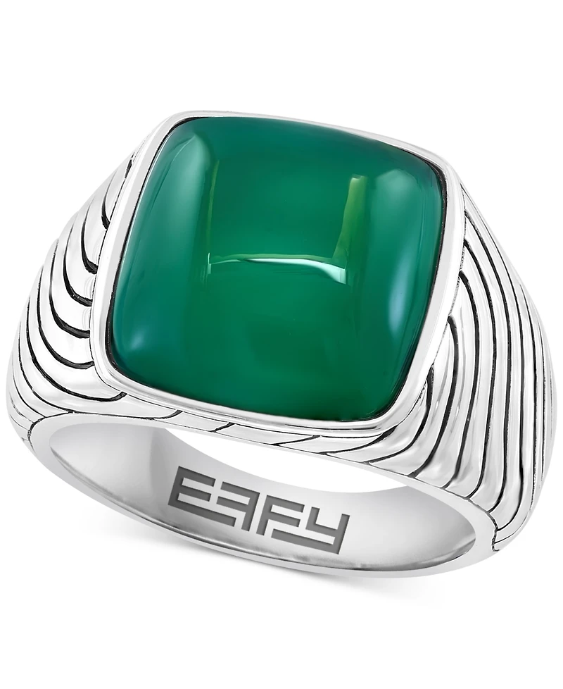 Effy Men's Green Chalcedony Textured Ring in Sterling Silver