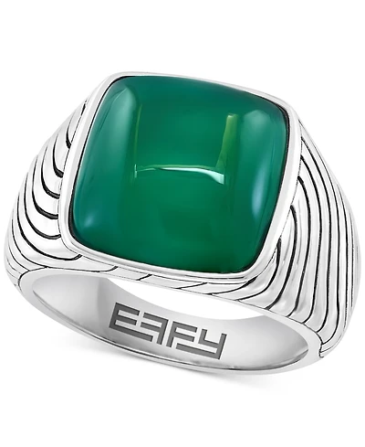 Effy Men's Green Chalcedony Textured Ring in Sterling Silver