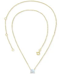 Lab-Grown Opal Square Cut Solitaire 18" Pendant Necklace (5/8 ct. t.w.)