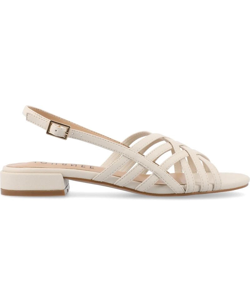 Journee Collection Women's Cassandra Woven Slingback Flat Sandals