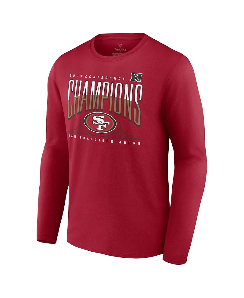 Men's Fanatics Scarlet San Francisco 49ers 2023 Nfc Champions Hometown Not Done Long Sleeve T-shirt