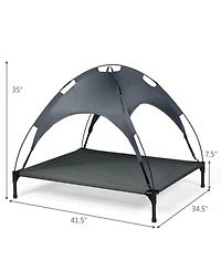 Sugift Portable Elevated Outdoor Pet Bed with Removable Canopy Shade