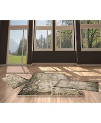 Km Home Axis Abstract 2'6" x 8', 3'3" x 4'10", 5'1" x7'5" Area Rug Set, 3 Piece
