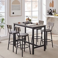 Streamdale Gray Bar Table Set with Backrest Stools