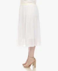White Mark Plus Pleated Chiffon Midi Skirt
