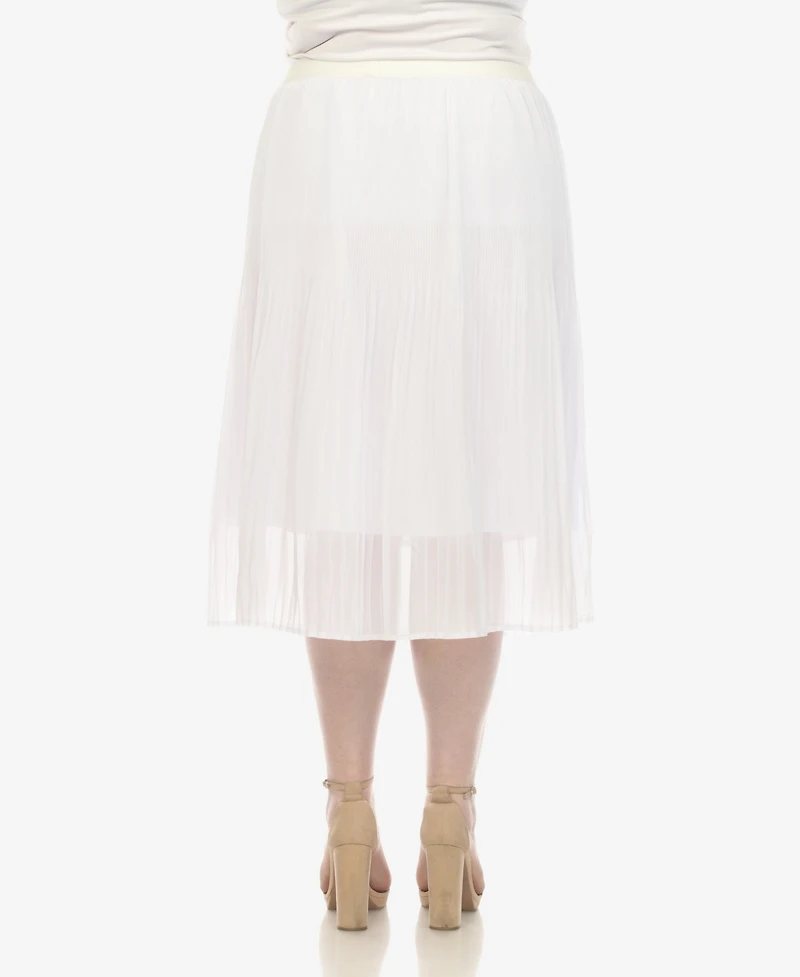 White Mark Plus Pleated Chiffon Midi Skirt