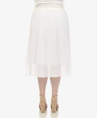 White Mark Plus Pleated Chiffon Midi Skirt