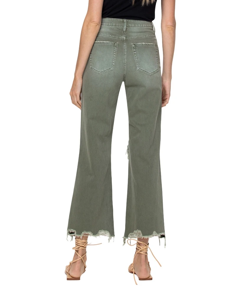 Vervet Women's Super High Rise 90's Vintage-like Cropped Flare Jean