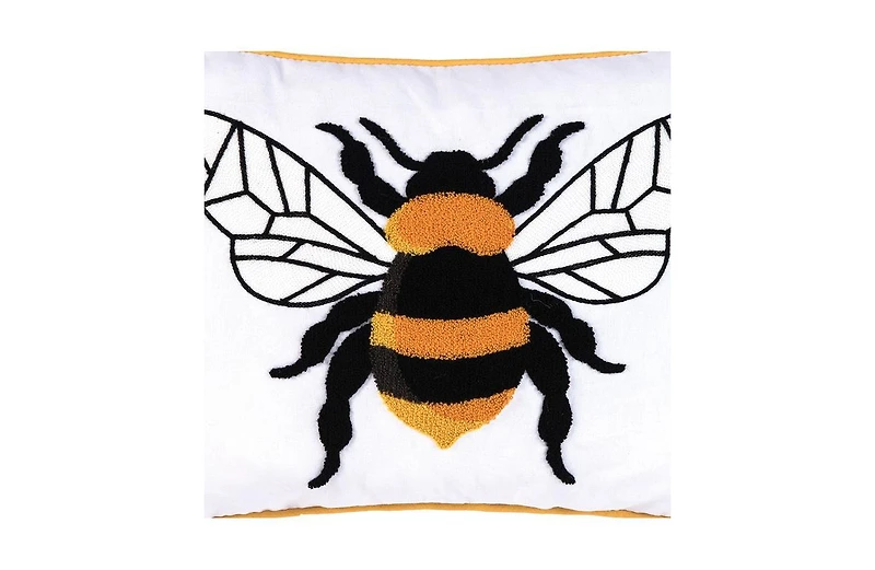 14" x 18" Spring Summer Bumble Bee Tufted Accent Throw Pillow